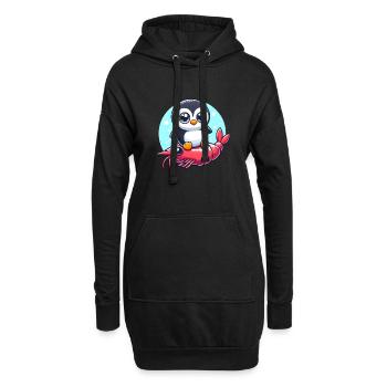 Pinguin reitet auf Shrimp - Hoodie-Kleid - Schwarz - Vorne