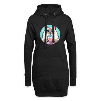 Siamesische Katze beim Bubble Tea - Hoodie-Kleid - Schwarz - Vorne