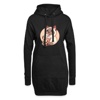 Siamesische Katze beim Bubble Tea - Hoodie-Kleid - Schwarz - Vorne