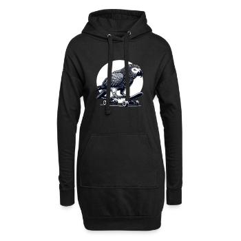 Perroquet gris africain sur skateboard - Sweat-shirt à capuche long Femme - noir - Devant