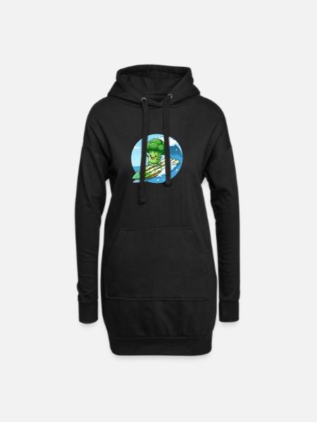 Le brocoli surfe sur les asperges - Sweat-shirt à capuche long Femme - noir