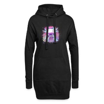 Axolotl, tier, fisch,wasser,bunt, graffiti - Hoodie-Kleid - Schwarz - Vorne