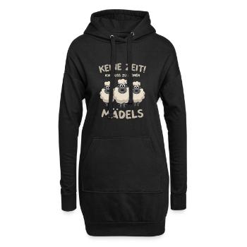Landwirt Bauer Comic Cartoon Schafwolle Schafe - Hoodie-Kleid - Schwarz - Vorne