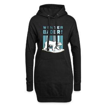 Eisbaden Winterbader Eisbär im Eiswasser - Hoodie-Kleid - Schwarz - Vorne