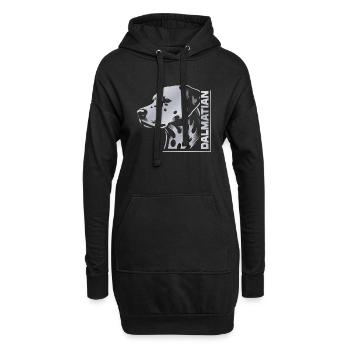 Dalmatian Portrait Zeichnung Kopf silber - Hoodie-Kleid - Schwarz - Vorne
