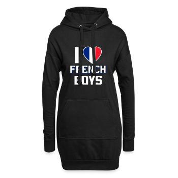 J’aime les garçons français Nationalité France - Sweat-shirt à capuche long Femme - noir - Devant