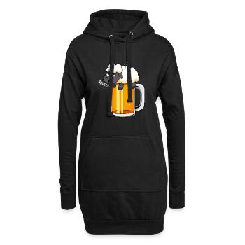 Buveur de bière, chope de bière, réservoir de bière, mouton de bière - Sweat-shirt à capuche long Femme - noir - Devant