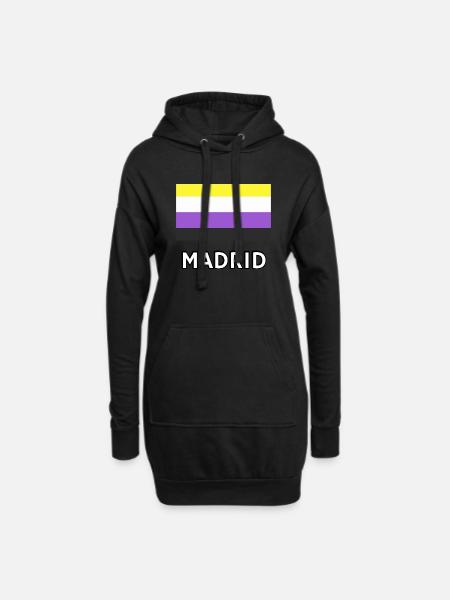 Nicht-binäre Pride Flagge Madrid - Hoodie-Kleid - Schwarz