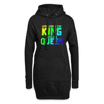 Voici le roi avec sa reine | Paire - Sweat-shirt à capuche long Femme - noir - Devant