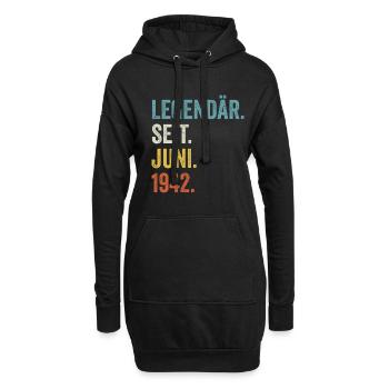 80 Jahre Legendär Seit Juni 1942 80. Geburtstag - Hoodie-Kleid - Schwarz - Vorne