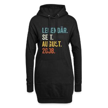 14 Jahre Legendär Seit August 2008 14. Geburtstag - Hoodie-Kleid - Schwarz - Vorne