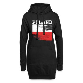 Pologne Polonais - Sweat-shirt à capuche long Femme - noir - Devant