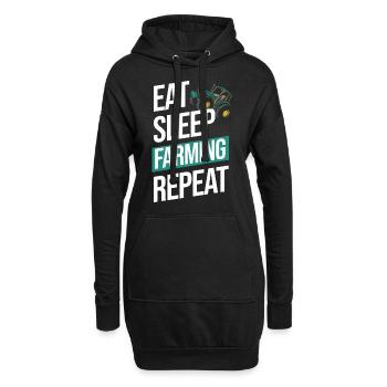 Essen Schlafen Farm Spruch - Hoodie-Kleid - Schwarz - Vorne