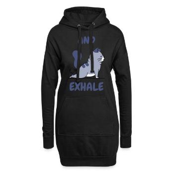 T-shirt Inspirez Exhale avec motif chat - Sweat-shirt à capuche long Femme - noir - Devant