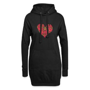 herz,erdbeerherz,erdbeeren,retro,vintage,rot - Hoodie-Kleid - Schwarz - Vorne