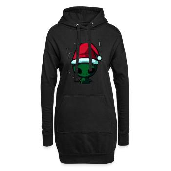 Weihnachtsalien, Weihnachtsoutfit - Hoodie-Kleid - Schwarz - Vorne