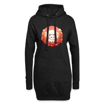 herbst katze laub bunte blätter sonnenuntergang - Hoodie-Kleid - Schwarz - Vorne