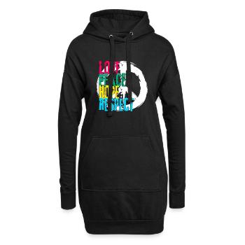 LOVE PEACE HOPE & RESPECT - Hoodie-Kleid - Schwarz - Vorne