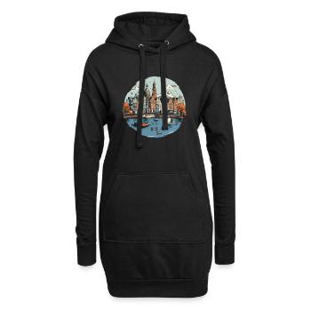 Amsterdam Skyline Urlaub Design - Hoodie-Kleid - Schwarz - Vorne