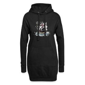 Panda Insel Palme - Hoodie-Kleid - Schwarz - Vorne