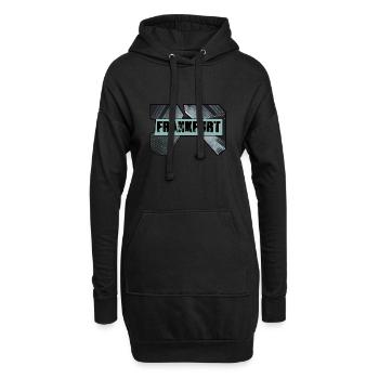 francfort,skyline,maisons,immeubles de grande hauteur,ffm - Sweat-shirt à capuche long Femme - noir - Devant