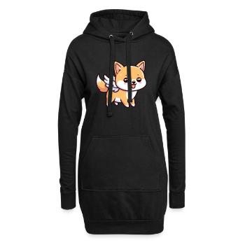 Mignon Shiba Inu Angel dans le style comique - Sweat-shirt à capuche long Femme - noir - Devant