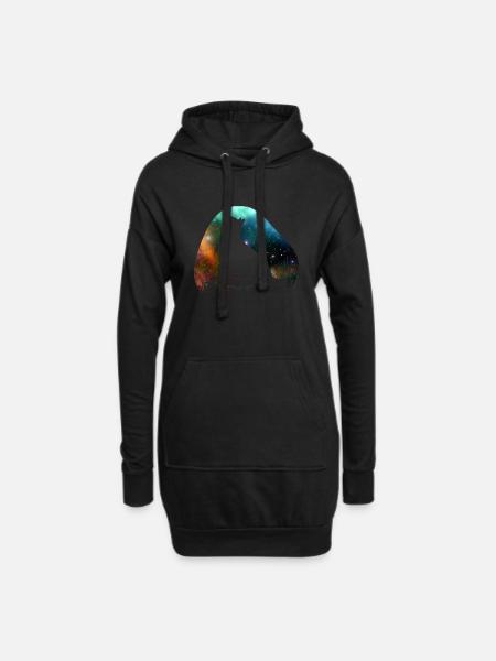 Galaxie Katzen Spacecat Weltraumkatze - Hoodie-Kleid - Schwarz