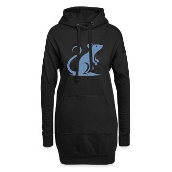 Minimalistische Ratte Maus Silhouette - Hoodie-Kleid - Schwarz - Vorne