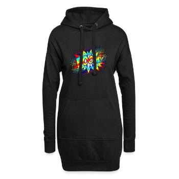 Comic Boom Explosion Sprechblase Superheld Retro - Hoodie-Kleid - Schwarz - Vorne