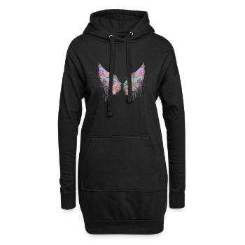 ailes d’ange, ailes, colorées, ailes d’ange, fleurs - Sweat-shirt à capuche long Femme - noir - Devant