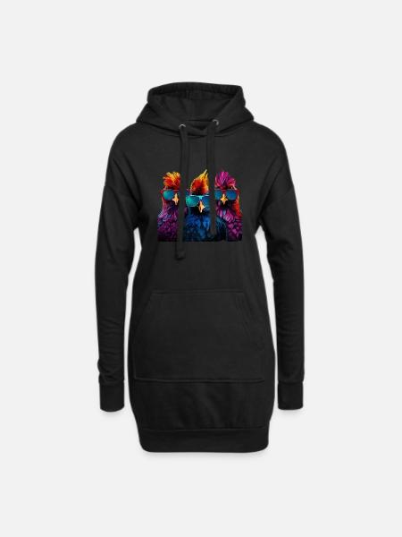 Drei coole Hühner Urlaub Geschenk Landwirt Bauern - Hoodie-Kleid - Schwarz