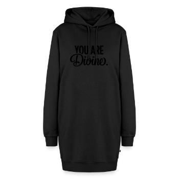 You Are Divine. - Hoodie-Kleid - Schwarz - Vorne - AI Model Female 172 light (172cm)