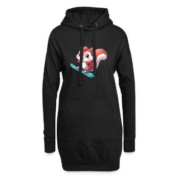 Écureuil mignon, snowboarder comique, Urlau d’hiver - Sweat-shirt à capuche long Femme - noir - Devant