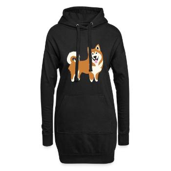 Shiba Inu, Islandhund - Hoodie-Kleid - Schwarz - Vorne