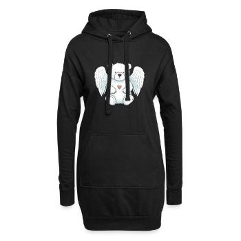 Süßer Eisbär-Engel mit Flügeln - Hoodie-Kleid - Schwarz - Vorne