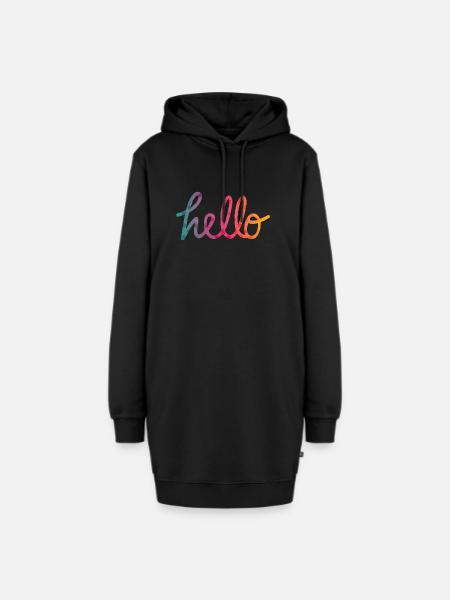 Hello Typografie Regenbogen - Hoodie-Kleid - Schwarz