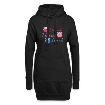 Hiboux, Comic, nerd, menthe, geek, trio, amour - Sweat-shirt à capuche long Femme - noir - Devant