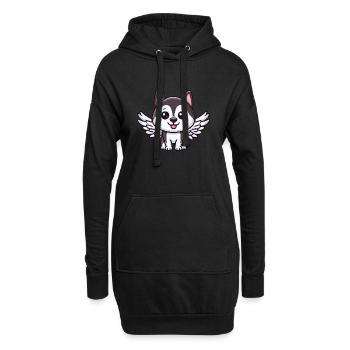 Engel-Husky, Flügel-Comic, Himmel-Hund - Hoodie-Kleid - Schwarz - Vorne
