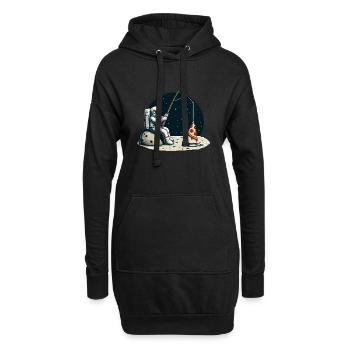Astronaute Pizza Pêche Lune Espace - Sweat-shirt à capuche long Femme - noir - Devant
