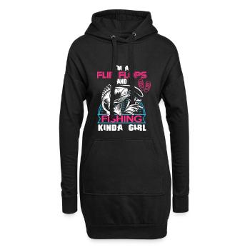 Ich bin ein Flip Flop und Fischer Mädchen - Hoodie-Kleid - Schwarz - Vorne