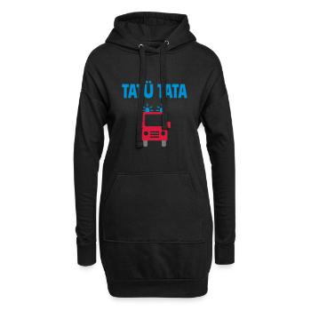 ★ Designfarben änderbar ★ Tatü tata Feuerwehrauto - Hoodie-Kleid - Schwarz - Vorne
