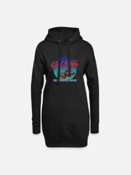 Oldschool Rockabilly Car Vintage - Hoodie-Kleid - Schwarz