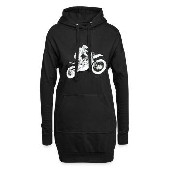 Dirtbike / Biker / Cross / Geschenk - Hoodie-Kleid - Schwarz - Vorne