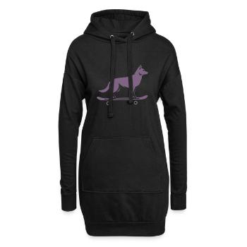 Dog Shepherd Skateboard Skateboarder - Sweat-shirt à capuche long Femme - noir - Devant