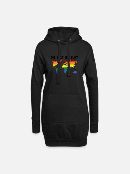 Welt ist bunt LGBT Spruch Geschenk Pride Rechte - Hoodie-Kleid - Schwarz
