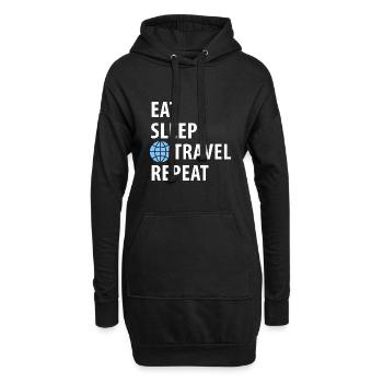 Voyage, tour du monde. Manger, dormir, voyager - Sweat-shirt à capuche long Femme - noir - Devant