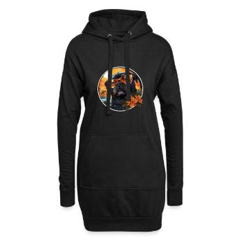 Mops Pug Hund Urlaub Strand Sonnenbrille - Hoodie-Kleid - Schwarz - Vorne