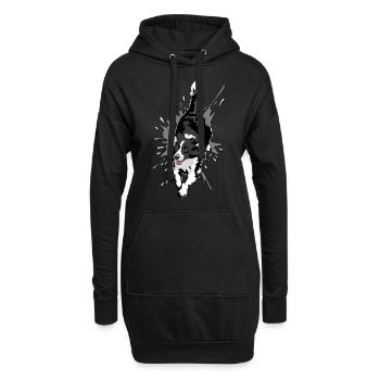 border collie en action - Sweat-shirt à capuche long Femme - noir - Devant