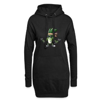 lustiges Bodybuilder Lauch im Gym für Kraftsport - Hoodie-Kleid - Schwarz - Vorne