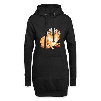 Chat Grand-mère - Sweat-shirt à capuche long Femme - noir - Devant